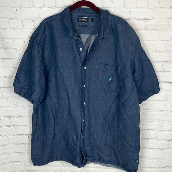Nautica Short Sleeve Denim Button Down - Picture 1 of 4